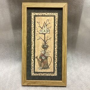 Rustic Watering Can Birdhouse Floral Wall Art